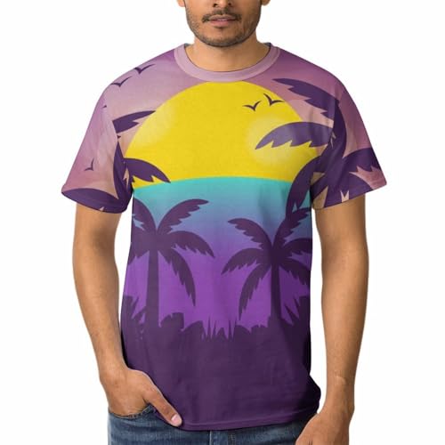 T-Shirt Homme Coucher de Soleil Tropical - Tenue de Plage Idéale pour les Vacances d'Été