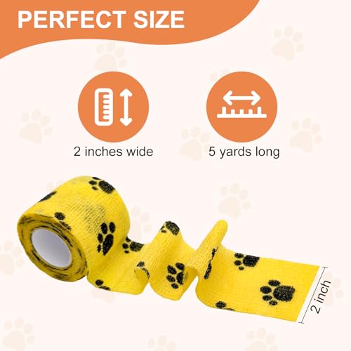 image for AVINLI 6 Rolls Vet Wrap Cohesive Bandage, Self Adhesive Non-Woven Pet 