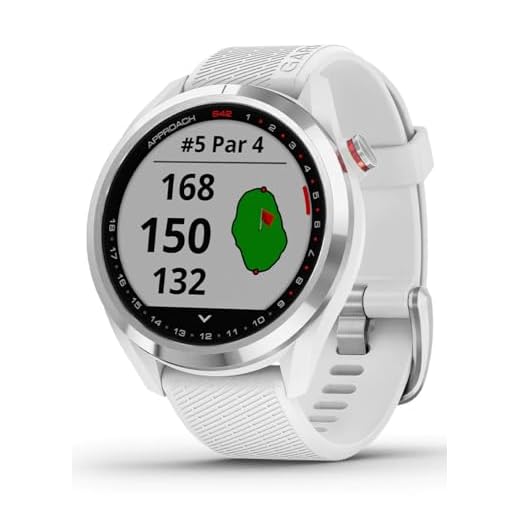 Garmin Approach S42, GPS Golf Smartwatch, Lightweight with 1.2" Touchscreen, 42k+ Preloaded Courses, Silver Ceramic Bezel and White Silicone Band, 010-02572-11