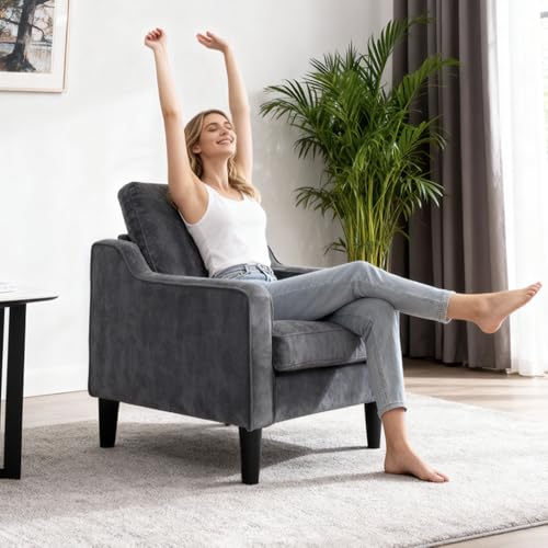 Sillón Chenille Plegable Gris miniatura 3