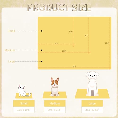 NACOCO Pet Cooling Mat Cat Dog Cushion Pad Summer Cool Down Comfortable Soft for Pets and Adults (L, Yellow) — view 4
