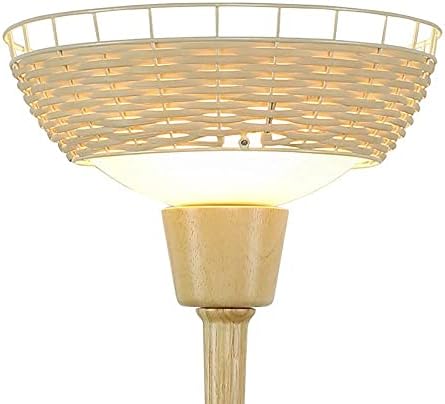 Depuley LED Uplighter Floor Lamp,Eye-Protecting Reading Floor Light,Standing Lamp with Handmade Rattan and Glass Lampshade for Living Room,Bedroom,Study,Bedside,Sofa,3000K 9W E27 Bulb Included