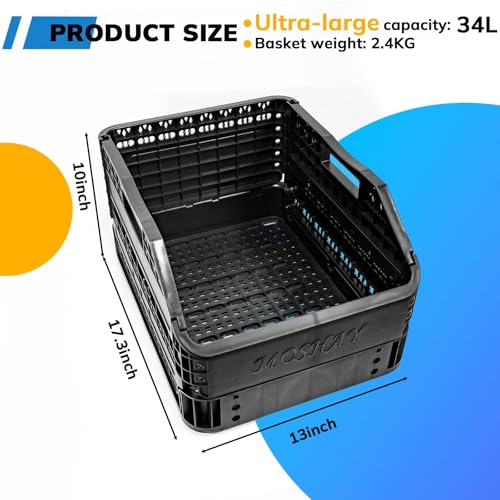 MOSHAY Bike Bicycle Foldable Rear Basket - Patented Design Easy to Install Bike Storage Rear Basket with 32L Large Capacity - Premium Quality Durable Resistant to Heat & Corrosion - Thumbnail 3