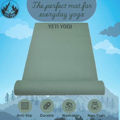 Image of EVA Yoga Mat 6mm Army Green Anti Slip Exercise Workout Mat Durable Comfortable Unisex Home Gym Pilates Fitness Training