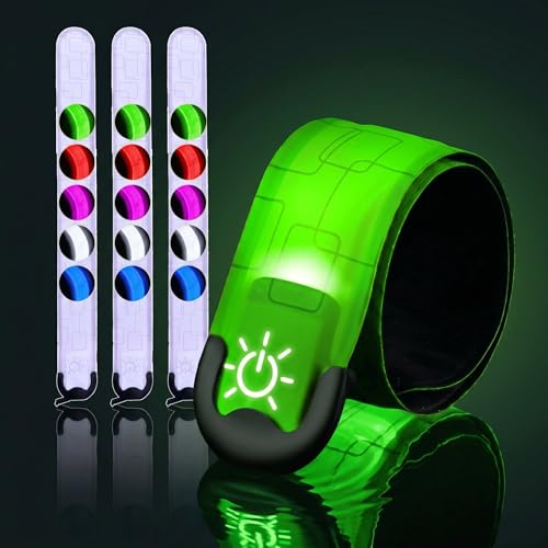 Ewig 3 Piezas Brazalete Reflectante Led - 5 Colores 3 Modos Led Brazaletes Reflectantes Recargables Por Usb Banda Luminosa De Alta Visibilidad Para Running, Ciclistas, Caminantes Y Mascotas