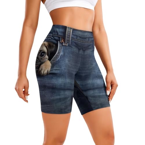 LGBT Biker Yoga Shorts for Women, Flame High Waisted 8.5