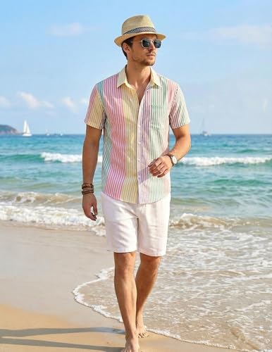Camisa hawaiana para hombre ZAFUL, manga corta, botones, casual, tropical floral, verano, playa, polo miniatura 6