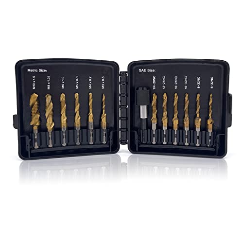 Combination Drill & Tap Bit Set, 6 pc SAE (6-32NC ~ 1/4-20NC)…