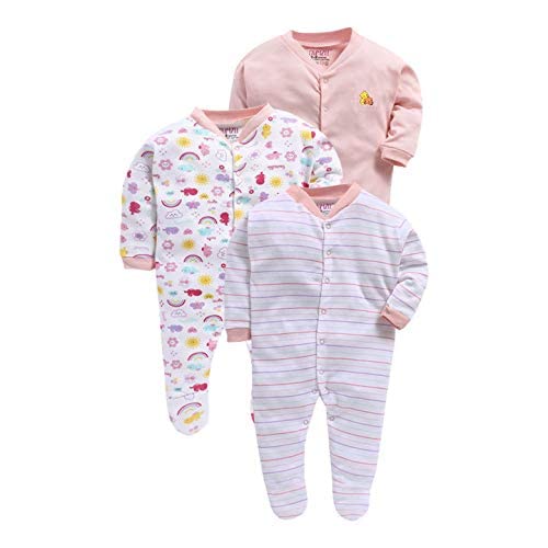 Image of Pooja Baby Rompers Sleepsuit Kid's Cotton All Over Print Night Suits Pack of 3
