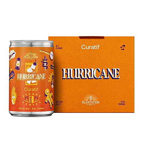 Curatif Plantation Rum Hurricane - 20.3% ABV - Pack of 4 Ready to Serve Cocktails - 130ml each