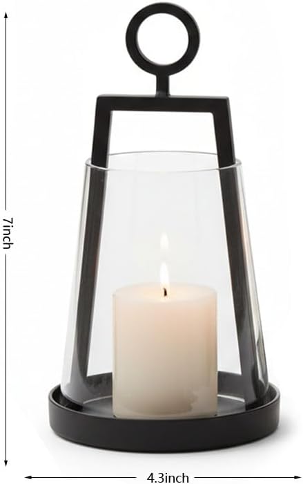 Hurricane Candle Holders Metal & Glass Lanterns Set of 2- Windproof Lanterns for Indoor Outdoor Home Decor, Patio, Wedding (Hurricane Candle Holder)