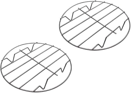 2Pcs 8 Inch Air Fryer Rack Cooking Steaming Cooling Multi-Purpose 304 Stainless Steel Round Rack Cross Wire w Stand Cookware Fit for Air Fryer Pressure Cooker Canning (8-Inch)