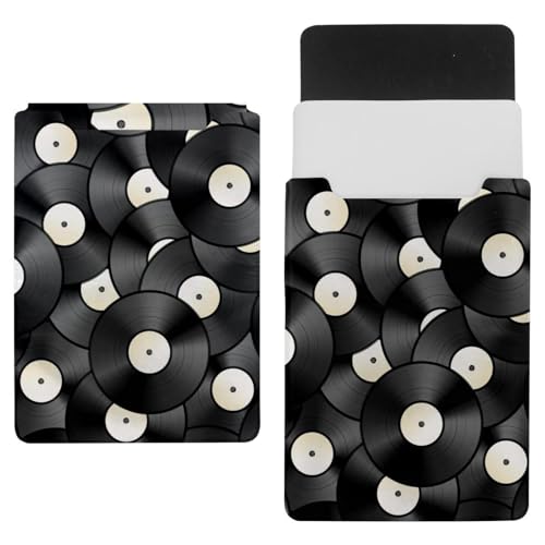 Custodia protettiva per computer portatile da 14 pollici, impermeabile, sottile, per tablet e notebook, motivo vintage con dischi in vinile senza cuciture