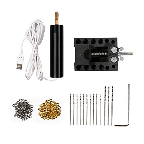 Electric Hand Drill Set for Resin Casting Molds, 116pcs Portable Handheld Drill Set, DIY Hand Casting Kit, Resin Polymer Clay Earring kit, Including 13PCS Drill Bits and 100 PCS Screw Eye Pins.