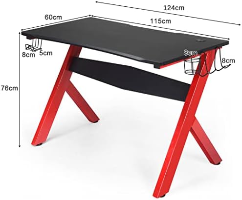 COSTWAY Computer Desk, Modern PC Laptop Table Writing Workstation with Cup Holder, Headphone Hook and Mouse Pad, Ergonomic Working Racing Table Study Desks for Home Office