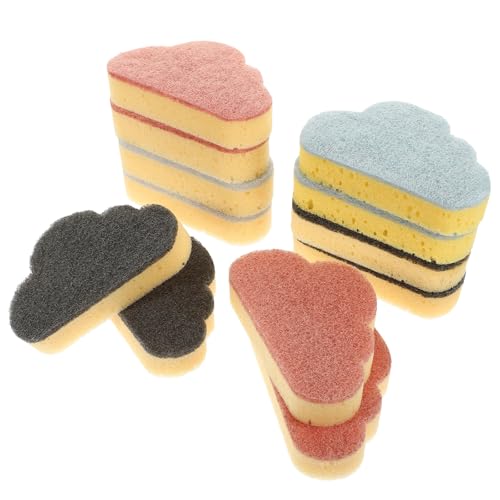 FOMIYES 12pcs Cloud Shaped Kitchen Cleaning Sponge Set, Dual-Tone Household Cleaning Sponges for Dishes, Bowls, and Pots with Non-Scratch Surface, Multipurpose Household Scrubbers in Blue,