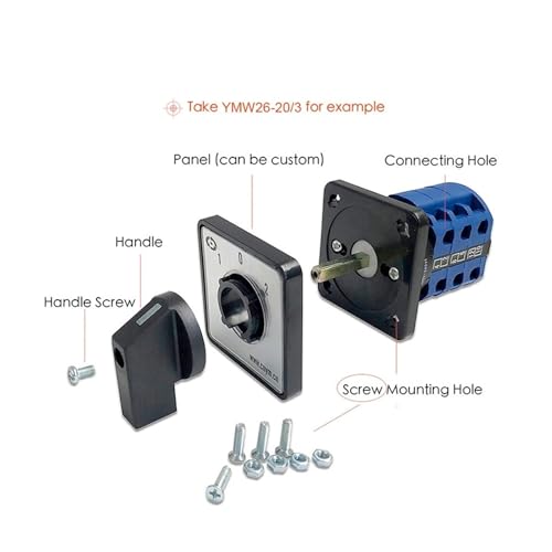 Commutateur à came 63A LW26-63/3 avec contacts en argent pour circuit rotatif fiable - 3