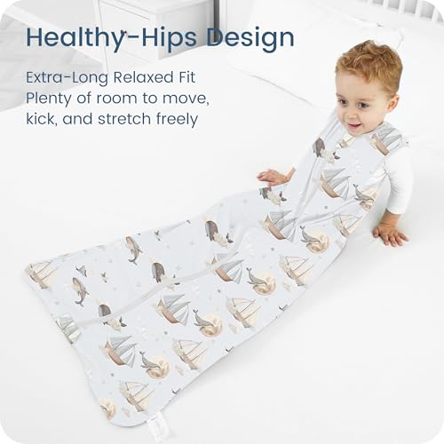 Image of Baby Sleep Sack 6-12-15 Months Light Wearable Blanket for Babies with 2-Way Zippers, 0.5 TOG Premium Soft Breathable Sleeping Bag for Baby Boys Girls 2-Pack(Whale & Cloud)