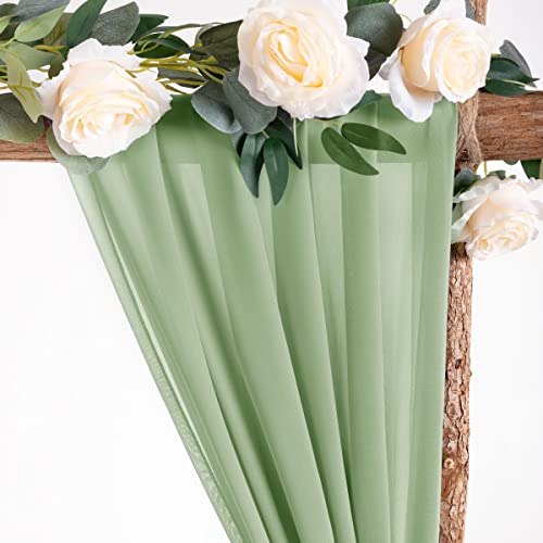 socomi wedding arch draping fabric 1 panel 2934 x 19ft sage green sheer chiffon curtain drapes 6 yards for wedding ceremony birthday party decoration