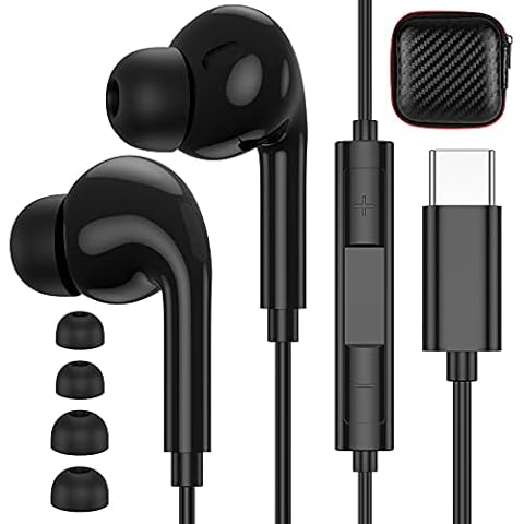APETOO USB Type C Headphones Noise Cancellation in Ear Earbuds Black Cover