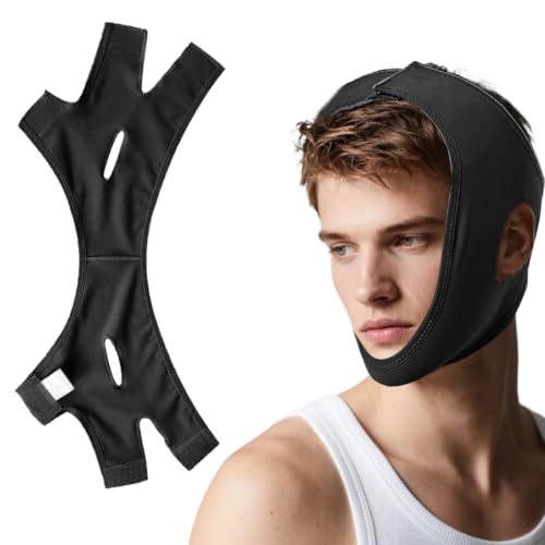 XBFOCNH Masque en forme de V,Bandage de levage pour le visage sans douleur,Peut être utilisé à tout moment,noir