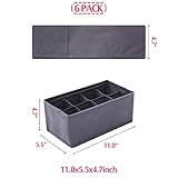 DIOMMELL 6 Pack Foldable Cloth Storage Box Closet Dresser Drawer Organizer Fabric Baskets Bins Containers Divider for Clothes Underwear Socks Lingerie Clothing, Dark Grey 00-0600