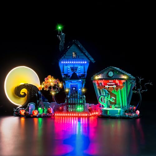 LocoLee Light Compatible with Lego Tim Burton's The Nightmare Before Christmas 21351, Lighting Set Accessories Compatible with Lego Nightmare 21351, No Models Only Light (Upgraded Version)