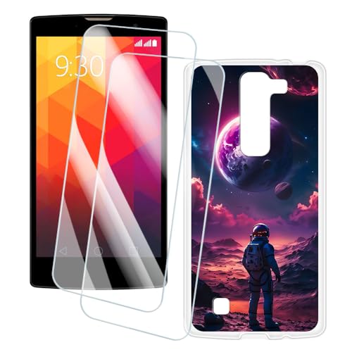 OAGELIM 2�Z�b�g �X�N���[���v���e�N�^�[ + �P�[�X LG G4C (5 �C���`) �Ƃ̌݊������� �A�[�e�B�X�e�B�b�N�J�X�^���v�����g�J�o�[�Ƌ����K���X�t�B���� �X�N���b�`�h�~ (�F����s�m)