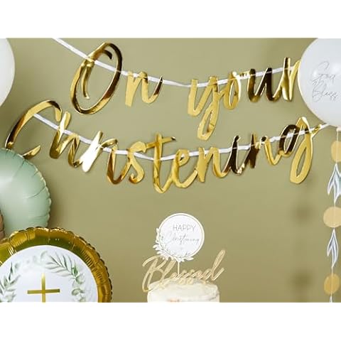 Amscan Botanical Christening Letter Banner Cover