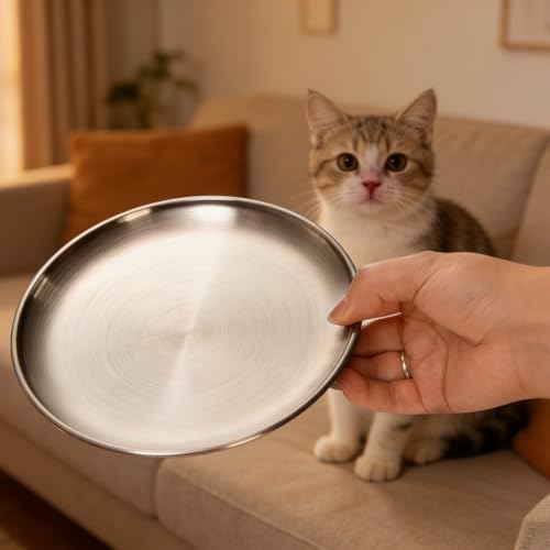 15 Stück Katzennapf Flach Futternapf Katze - 14cm Fressnapf Katze Katzen Napf Katzennäpfe Katzennäpfe Katzenteller Edelstahl Katzenschüssel Katzenfressnapf Kleine