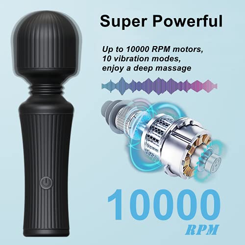 Alwup Mini Massager, Powerful Mini Handheld Massager With 10 Speed Modes Cordless Massager For Slight Pain Relief & Neck Shoulder Back Massage (Black) #TOP2