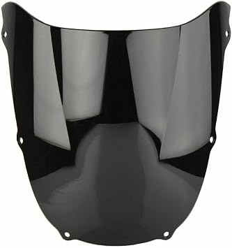 Motorcycle Double Bubble WindScreen Wind Deflectors screen Airflow Fit For Kawasaki Ninja ZX6R 1998-1999 (Black)