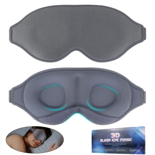 Schlafmaske Frauen Herren, Schlafbrille,100% Licht blockierend.Weiche und Atmungsaktive Augenmaske Schlafmaske,Einstellbare Augenbinde für Mittagspause, Reisen Cover