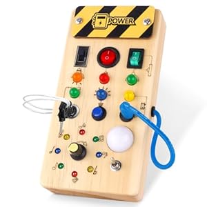 Hoarosall Montessori Activity Board Holzspielzeug mit LED