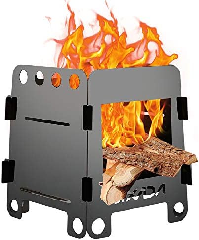 Lixada Camping Stove Wood Burning Stoves Portable Backpacking Stove Black Titanium Coating Alcohol Stove for Outdoor Camping Hiking Backpacking Picnic BBQ