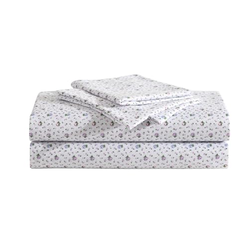 Betsey Johnson - Twin XL Sheet Set with Fitted Sheet & Pillowcase Fade & Wrinkle-Free Bedding Deep Pocket Dorm Room Essentials Pretty Floral Ditsy Purple