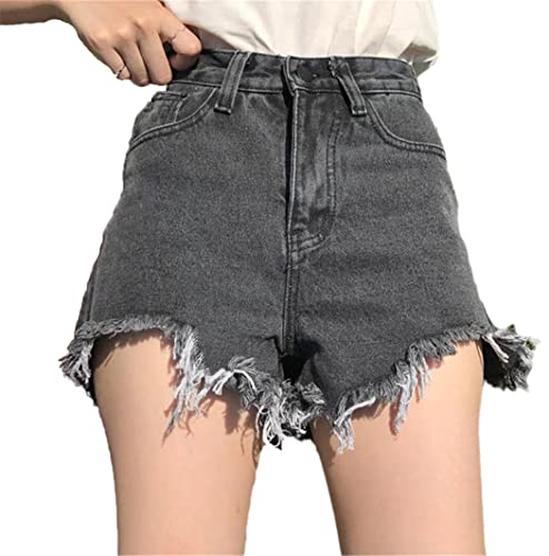 Short d'été ample déchiré gris foncé vintage en taille M pour femme