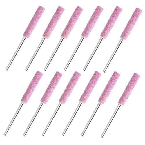12 pièces affûteurs de chaîne de tronçonneuse, pierres à aiguiser 4,8 mm en céramique avec tige métallique 3 mm, pour affûter chaîne de tronçonneuse, polir bois, métal, jade, accessoires outils