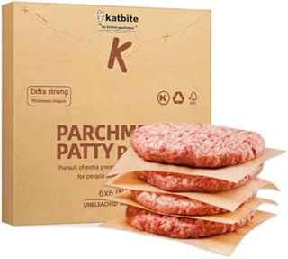 katbite Burger Paper, Unbleached, 15 x 15 cm, 300Pcs, Non-Stick Parchment Paper Squares Perfect for Seperating Patty, Cookies, Storing Foods and Wrapping Candies