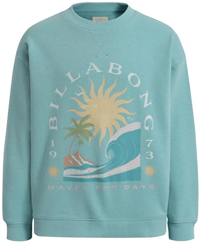 Billabong Girls' French Terry Pullover Crew Neck Sweatshirt, Soft & Comfortable, Oversized Fit