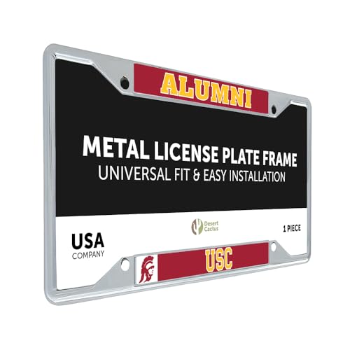 Desert Cactus USC Car Accessories Trojans Metal License Plate Frame and Tag Holder for Front or Rear of Car (Alumni)
