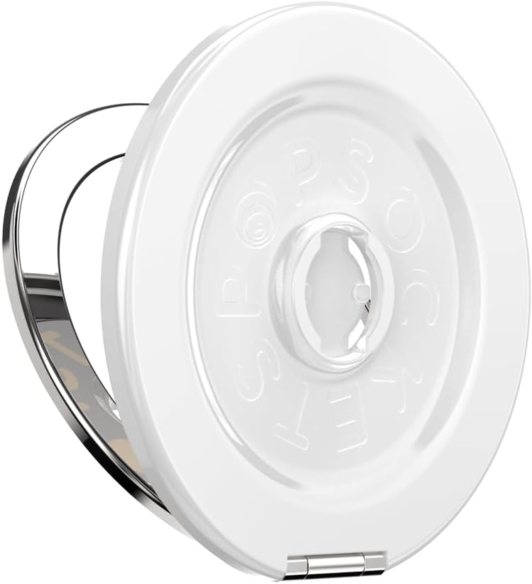 PopSockets Round Magnetic Base Only, Compatible with PopSockets Tops, Kick-Out - Glossy White