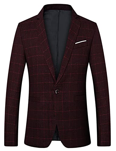 Marié veste de costume de Noël et blazer à carreaux ajusté pour hommes