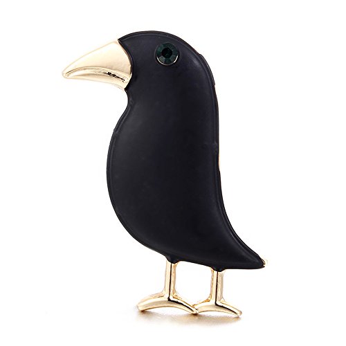 MINGHUA Gun Black Birds Corsage Brooches Enamel Crow Collar Jewelry for Unisex