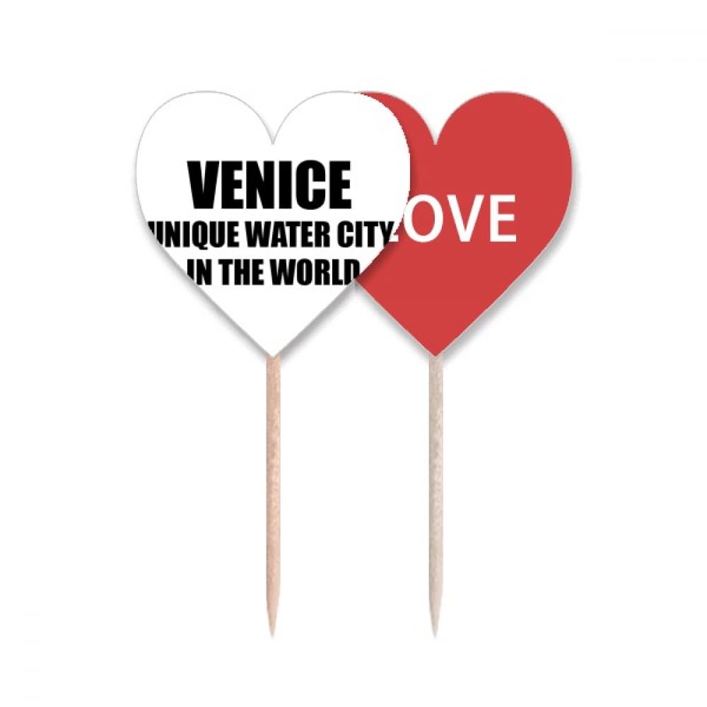 Cure-dents Venise avec drapeau cœur pour décoration de cupcakes