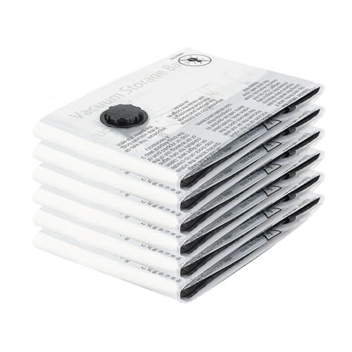 Sac de Rangement Sous Vide 6PCS,Sac sous vide Vetement Aspirateur,Compression Housse Aspirable Rangement Réutilisable pour Literie, Vêtements, Couettes,...