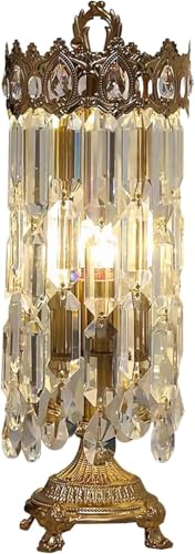 SANDYHA Bedside Table Lamp for Bedroom Luxury Crystal Crown Table Lamp Modern Crown Shaped Crystal Desk Lamp Nightstand Lamp for Bedroom, Living Room, Hotel