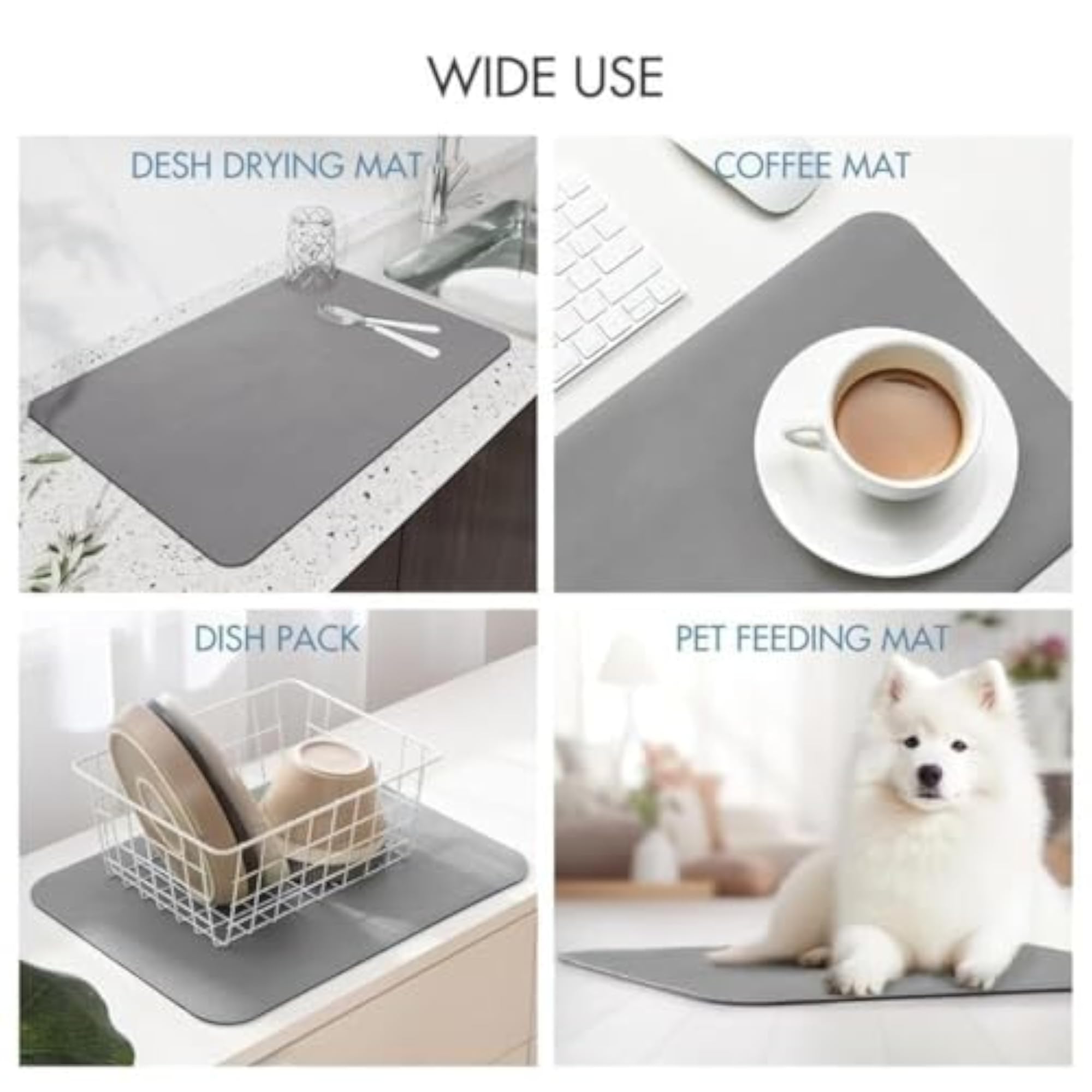 Large Water Absorbent Dish Drying Mat for Kitchen