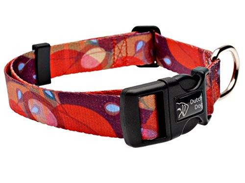 Dutch Dog Amsterdam Fashion Dog Collar, 10 to 15-Inch, Ruby Harvest