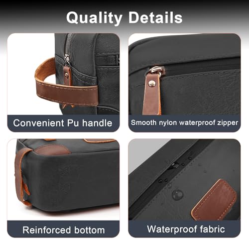Men's Travel Toiletry Bag - Large Waterproof Organizer, 2 Zippered Pockets for Shaving/Cosmetic,Portable Bathroom Bag for Travel/Gym/Business Trips4